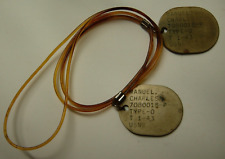 WW2 US Navy Brass Dog Tag Pair on Plastic cord - Charles Manuel T-43 XB picture