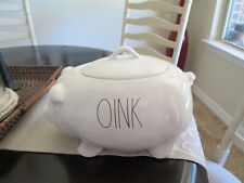 Rae Dunn Glossy White Large OINK Pig Canister/NEW picture
