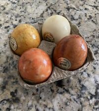 4 Genuine Alabaster Eggs. Hand Carved In Italy. picture