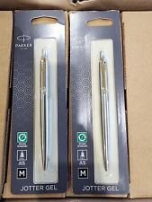Lot of 2 Parker Jotter Ballpoint Pen, Stainless Steel & Gold Black Ink 2020672 picture