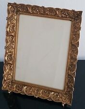 FABULOUS LARGE VINTAGE BRASS/BRONZE ORNATE FEETED PICTURE FRAME 12