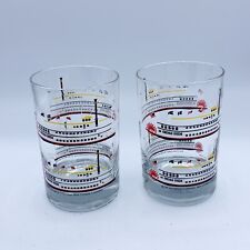 Vintage 1984 Creole Queen Paddlewheel Steamboat 2 Glasses Ljungberg New Orleans picture