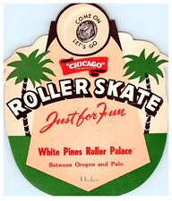 Vintage Roller Skating Rink Sticker Decal Label White Pines Oregon Palo IL s20 picture