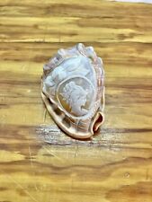 Vtg Antique Hand Carved Cameo Conch Shell Seashell Victorian Translucent Lady picture