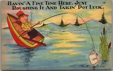 1950s Fishing Comic Postcard 