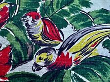 30s Banana Leaf Parakeets Delight Birds of Miami Beach Barkcloth Vintage Fabric picture