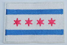 10x PINK STAR CHICAGO CITY FLAG Embroidered Punk Iron On patch ≈3.6*2.5