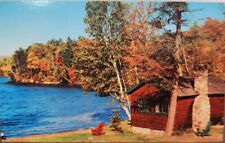 Autumn View of Lakeside Cabin - Published in Wisconsin Vintage Chrome 1960s picture