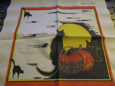 VTG 1988 Halloween Napkin Cats Under the Moon / Pumpkins POTPOURRI PRESS 10