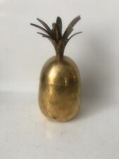 Vintage Solid Brass Pineapple W/Lid Trinket Box/Candle Holder 6.5” Tall picture