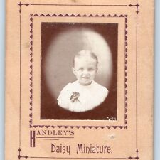 c1890s Cute Little Boy Handley's Daisy Miniature Real Photo Cabinet Card Atq H12 picture