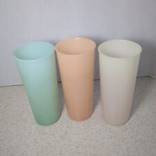 Vintage Set of 3 Tupperware Pastel Rainbow Multicolor 16oz Plastic Tumblers #107 picture