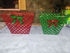 Southern Hospitality 1 Set Of 2 Colored Metal Christmas Baskets Red/Green picture