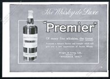 1916 Premier Scotch Whisky bottle photo UK vintage print ad picture