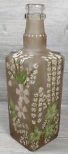 Japanese Glass Decanter Bottle Hand Painted Cherry Blossom Floral Design Vintage picture