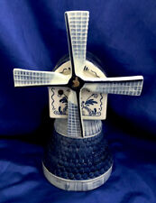 Golden Crown E&R Blue Delft Wind Mill Musical Box Swiss Musical Movement Works picture