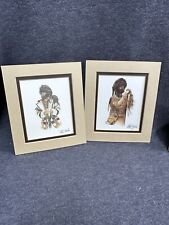 Pair Of Signed Prints Earl J Cacho Buckskin￼ & Mountain Man Remarked Matted  6x7 picture