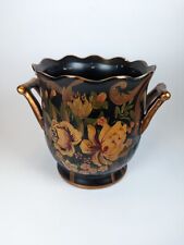 1990s Cottage Victorian Themed Two Handled Plant Pot China Ceramic Hand painted picture