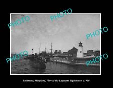 OLD POSTCARD SIZE PHOTO BALTIMORE MARYLAND THE LAZARETTO LIGHTHOUSE c1900 picture