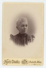 Antique c1880s Cabinet Card Beautiful Older Woman in Victorian Dress Duluth, MN picture