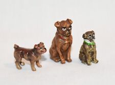 Vienna Bronze Miniature Tiny Bermann Pug Dogs Brown x3 picture