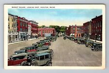 Houlton ME-Maine, Market Square, Looking East, Antique Vintage Souvenir Postcard picture