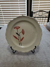 Antique Plate Red Black Flowers 9.25