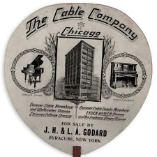 Antique c 1920s Paper Fan Ad for Cable Company Chicago Pianos Godard Syracuse picture