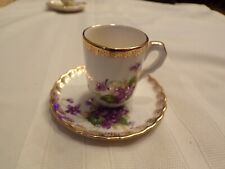 VTG Teacup & Saucer Purple Flowers W/Gold Trim Signed R.M. Gould Co. California  picture