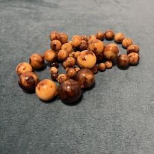Antique Vintage Butterscotch Swirl Bakelite Beads Necklace/tasbih 109G 68 Beads picture