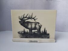 Etched Montana Marble Elk Bull Small Slab With Idaho Stand 8