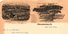 Vintage LETTERHEAD*1901 PHILIP CAREY MFG CO*Philadelphia PA*Roofing Asbestos*J19 picture