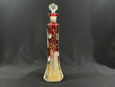 Antique MOSER STYLE CRANBERRY TO CLEAR ENAMEL VANITY BOTTLE picture