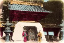 1904 China Postcard Two Monks In Front Of A Temple Gate pc2503 picture