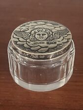 Antique Victorian Sterling Silver Trinket Cherub Lid Cut Crystal Vanity Jar picture