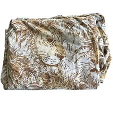 VTG Bibb Lion Print No iron Muslin Fitted Queen Bed Sheet Jungle Cat King picture