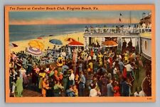 Virginia Beach VA Tea Dance Cavalier Beach Club Linen Postcard 1930-45 picture