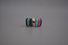 Vintage Navajo Silver Ring Inlay Howlite Sugilite Onyx Lapis Coral Turquoise 8 picture