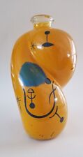 VINTAGE 1990's Large Hand Painted Yellow Bulbous Vase Abstract Designs VERY RARE picture