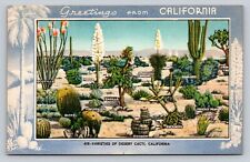 Desert Cacti Varieties Cactus Greetings from California Vintage Linen Postcard picture