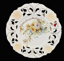 Rare, Antique, Reticulated “A Present From Southport” Porcelain Souvenir Plate picture