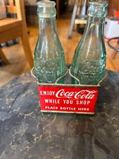 Vintage Enjoy Coca-Cola While You Shop Grocery Cart Bottle Holder Sign 1950's picture