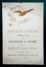 1894 antique NORTHFIELD GRADED SCHOOL GRADUATING EXERCISES downing,talbot,hazen picture