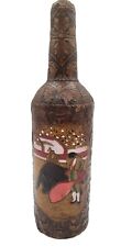 Vintage Leather Wrapped Bottle With Painted Matador And Bull picture