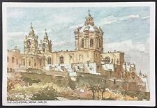 Cathedral Mdina Malta Vintage Art Continental Postcard Unposted picture