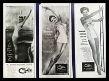 THREE 1940's Esther Williams Cole Swimsuits Pin Up Style Original Magazine Ads picture