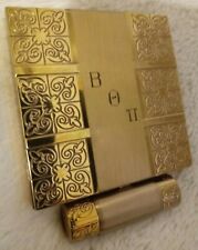 Vtg Gold colored 1948 Dorothy Gray Powder & Rouge Compact w Lipstick Holder  picture