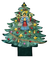 Signed Rosemaling Hand Painted Folk Art Wood Christmas Tree Nancy Moore 2006 picture