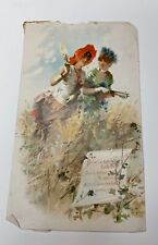 Antique Trade Card Walter A. Wood Binding Harvester Two Women Walking in Flowers picture