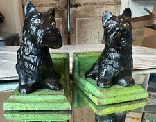 Vintage Pair of Black Scottie Westie Scottish Terrier Dog Bookends Cast Iron 5